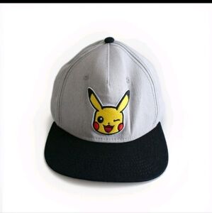 Pokemon Hat Cap Snapback Pikachu Gray Black Yellow One Size Adjustable Adult Men